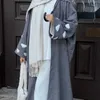 Vêtements ethniques Nuages Broderie Linge Ouvert Abaya Luxe Dubaï Eid Hijab Robe Turc Ramadan Abayas Pour Femmes Musulmanes Islam Vêtements Kaftan