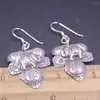 Boucles d'oreilles pendantes en argent sterling S925 véritable pour femme avec crochet en forme de feuille d'éléphant vintage 4,1 cm de longueur