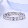 AEAW الصلبة 14K الذهب الأبيض جولة مختبر نمت Diamond CVD HPHT Enternity Full Diamond Band 2.5mm 1.5ctw df Color for Women 240108