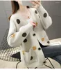 Women's Knits Brand Sweater Women Large Size Coat Female Knitting V-neck Polka Dot Jacquard Cardigan Lady Loose Outside Wear