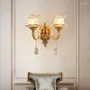 Wall Lamps Contemporary Bronze Copper Lamp Living Room Bedroom Bedside LED Crystal Lighting Study Aisle Stairs Porch Simplicity Sconce