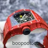 Richardmill Mens Swiss Luxury Watches Mechanical Wristwatches Richardmill RM3502 FQ Red Magic Red NTPT Carbon Fiber Material Hollow Automatic Mechanical ASDG R03