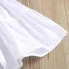 Meisjesjurken Voor meisjes Effen Kleur Korte mouwen Patchwork Petticoat met veters Denim jarretel Klein vest Set Voor 1-3-5 jaar oud