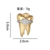 Broches requintados dentista pinos personalizados ouro prata cor lapela emblemas clássico dente saúde oral jóias presente para crianças amigos