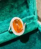 Pierścienie klastra lr drobna biżuteria prawdziwa czysta 18K Gold Natural Fanta Garnet Kamieni 6,33CT Samice dla kobiet