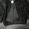 Женские куртки 23 Взлетно-посадочная полоса с галстуком-бабочкой и воротником-бабочкой Твидовая короткая куртка Пальто Y2K Модные женские топы на молнии сзади для похудения Сексуальная черная яркая шелковая одежда