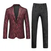 Modemerk Heren Jacquard Pak Klassiek Zwart Wit Blauw Marine Business Bruiloft Banket Feestjurk Mannen Blazers Broek 240108