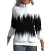 Hoodies femininos gola de impressão colorida gradual zíper manga longa inverno metade outono alta camisola moda casual viajar topo