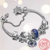 Bijoux en argent Sterling Moment Bracelet ensemble bleu itinérance galaxie Murano Bracelet fille déclaration mode charme bijoux cadeau