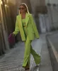 Summer Green Women Spodnie SPEIS 3 sztuki Panie Weddne Party Guest Wear Show Fashion Blazer Tuxedos