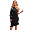 Freizeitkleider Damenmode Einfarbiges Dinner-Partykleid Sexy für Frauen