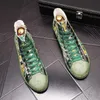 Green Silver Rhinestone Print Men Flat Shoes Hip-Hop Punk High Tops Sneakers Casual Board Shoes Zapatillas Hombre 10A30