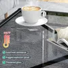 27.6 "モダンな小さなコーヒーテーブルセンターテーブルリビングルームホームオフィス用のガラストップクリアスクエアコーヒーテーブル、ミニマリストのデザインイージーアセンブリ、強化ガラス