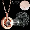 Hänghalsband Foydjew Creative Nanometer Projection Necklace Women's Silver Color 100 Languages ​​I Love You Heart-Shaped Jewelry Gifts