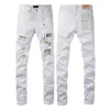 Jeans viola di marca American High Street con foro rattoppato bianco 9046