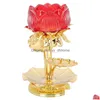 Candle Holders Lotus Candlestick Relius Holder Ghee Container Simation Glass Candleholder Alloy Drop Delivery Home Garden Dh0G1