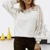 Women's Sweaters Fashion Pure White Floral Hollow Long-sleeved Puff Sleeve Sweater Autumn And Winter Hedging All-match Single Product