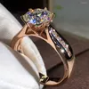 Cluster Rings 18K Au750 Rose Gold Women Wedding Party Engagement Ring 1 2 3 4 5 Round Moissanite Diamond Trendy Cute Classic