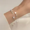 Charm Bracelets 925 Stamp Silver Color Star Bracelet Fashion Korean Five-pointed Stars Crystal Double Drop Wholesale