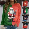 Women's Hoodies Night Before Christmas Women Clothes Print Long Sleeve Santa Round Neck Color Ladies Athletic Top