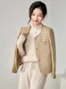 ZJYT Elegante Damen Vintage Tweed Wolljacke für Frauen Mode Herbst Winter Mäntel Kurze Pailletten Oberbekleidung Veste Femme 240109