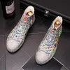 Green Silver Rhinestone Print Men Flat Shoes Hip-Hop Punk High Tops Sneakers Casual Board Shoes Zapatillas Hombre 10A30