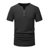 T-shirts hommes # 4114 été coton lin chemise à manches courtes hommes boutons de col en v vintage t-shirt mince couleur unie rétro hommes streetwear