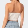 Women's Tanks Maemukilabe Ribbon Tie Up Bowknot Bustier Off Shoulder Lace Trim Strapless Tube Camis Tops Y2K Vintage Chic Women Crop