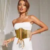 Goth Gothic Clothing Underbust Corset Women Belts Elastic Wide Bright Leather Golden Corsets for Waist Trainer Belt 240109