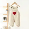 1-4y bahar çocuklar bebek giysileri kalp nakış bebek kız kızlar bib pantolon katı tulumlar kadife gündelik askıya alma dışarısı 240108