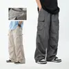 Men's Pants High Street Cargo Men 2024 Spring Autumn Casual Baggy Watertight Mid Rise Drawstring Male Pocket Parachute Tourism