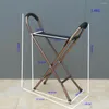 Tabouret à quatre pieds avec béquille en alliage d'aluminium, mobilier de camp, marcheur épais, peut s'asseoir sur la canne, banc d'extérieur pliable pour personnes âgées