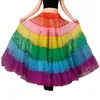 gonna Donna multicolore Arcobaleno Aline Maxi gonna tutù a pieghe con volant lunghezza sottoveste senza cerchio da sposa maglia svasata