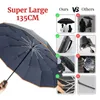 Super duże 135 cm Automatyczne składanie parasolowe dla Menwaterproof Windproof Silne bezpieczeństwo odblaskowe wzmocnione duże parasole 240109