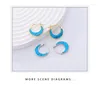 Hoop Earrings Retro Shell Crescent For Women Niche Round Turquoise Jewelry Accessory Trendy Gift