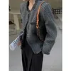 Abrigos grises con fragancia pequeña para mujer, Tops elegantes de otoño, chaquetas cortas, temperamento de Tweed sólido, combina con todo, 240109