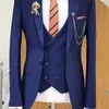 ジャケットスリムフィットフォーマルメンズスーツビジネス3ピース花groomの最新デザインジャケットダブル胸のウエストコートのパンツのためのウェディングタキシード