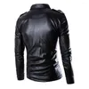 Vestes pour hommes Hommes Veste Manteau Automne Quotidien Cadeau Vacances À Manches Longues Moto Pu Solide Couleur Printemps V Cou Marque