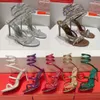 Rene Caovilla Heel Designer Sandaler Margot Jewel Sandals 120mm Juvelerade Snake Sandals Women Leather Heeled With Box 508