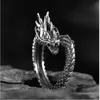 Cluster Ringen Vintage Draak Verstelbare Ringen voor Mannen Retro Gothic Dier Vinger Opening Ring Punk Hiphop Party Mode-sieraden Accessoires YQ240109