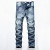 Men's Jeans Denim Pants Hole Ruined Streetwear Mens Ripped Biker High Quality Straight Patch Plus Size