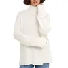 Camisola de gola alta de malha feminina 2024 estilo outono/inverno elegante deslocamento versátil cor sólida manga raglan