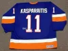 1998 Vintage CCM NY #11 DARIUS KASPARAITIS Hockey-Trikots genäht Weiß Schwarz Blau Alternative Uniformen Herren 92