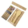 Serisuppsättningar Onzon 15st Bamboo Sushi Making Kit med 2 rullande mattor 5 Par Chopsticks Rice Paddel Spridare Maker Set