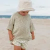 Sprawdzone w koszulkach i krótkich spodniach Resort Knitwear Kid Summer Kniting Sets Unisex Children Casual Beach Outifits 240108