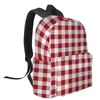 Sac à dos Style pastoral rouge blanc Plaid femmes homme sacs à dos étanche voyage école pour étudiant garçons filles sacs pour ordinateur portable Mochilas