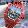 Topp ZF Factory Richarsmiller Tourbillon Carbon Fiber Case RM35-02 Red Magic Red Carbon Fiber Material Hollow Automatic Mechanical Watch 18 års garanti