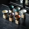 Mugs Retro Rough Pottery Coffee Cup with Base Creative Tapered Latte Flower Cup Household Tea Cup Kiln Ceramic Funnel Coffee Cup YQ240109