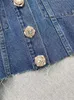 Moda francese S giacca corta in denim da donna vintage manica lunga con bottoni in diamante cappotto femminile capispalla casual chic top donna 240104