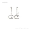 Designer Jewelry Earing Nouveau 18K Plaqué Or Marque De Luxe Designers Double Lettres Stud Longue Boucle D'oreille Géométrique Classique Femmes S925 Argent Cristal Strass Boucle D'oreille